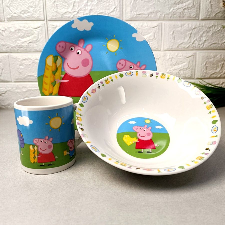 Набор детской посуды из фарфора "Свинка Пеппа" Hell