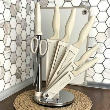 Набір кухонних ножів з ножицями 8 предметів на підставці Milk Bohmann