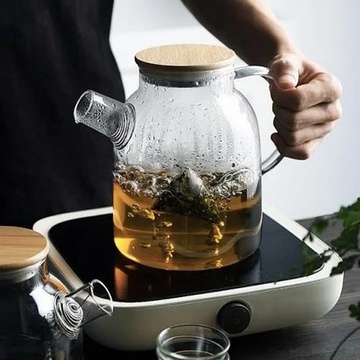 Великий скляний чайник для заварювання з бамбуковою кришкою 1.5 л Ardesto Ardesto