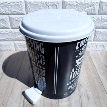 Черное педальное ведро 2в1 с рисунком 17 л (2шт*8.5л), 366 Elif черный кофе Elif Plastik