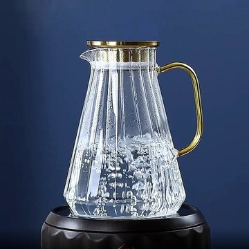 Скляний алмазний чайник 1,8л для плити із золотистою кришкою Line Hell