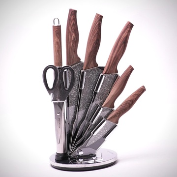 Набор гранитных ножей с точилом Kamille 8 предметов на акриловой подставке Kamille
