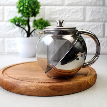 Заварник для чаю скляний Kamille з металевим дном 500 мл Kamille