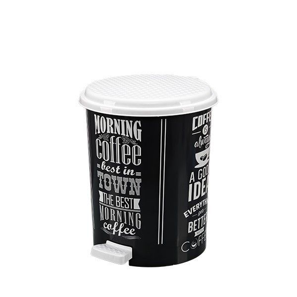 Чорне педальне відро 2в1 з малюнком 17 л (2шт*8.5л), 366 Elif чорна кава Elif Plastik