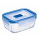 Стеклянный пищевой контейнер прямоугольный с голубой крышкой Luminarc Pure box 380 мл (L8774)