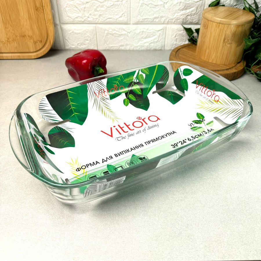Прямоугольная стеклянная форма для духовки Vittora 3.6 л Vittora