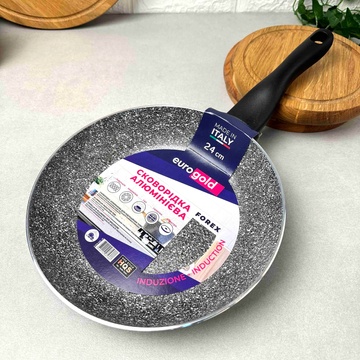 Сковорода 24 см с антипригарным покрытием из алюминия для индукции и газа Евроголд Eurogold
