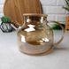 Заварювальний скляний чайник для плити 1л Бурштиновий перламутр Shine Crystal