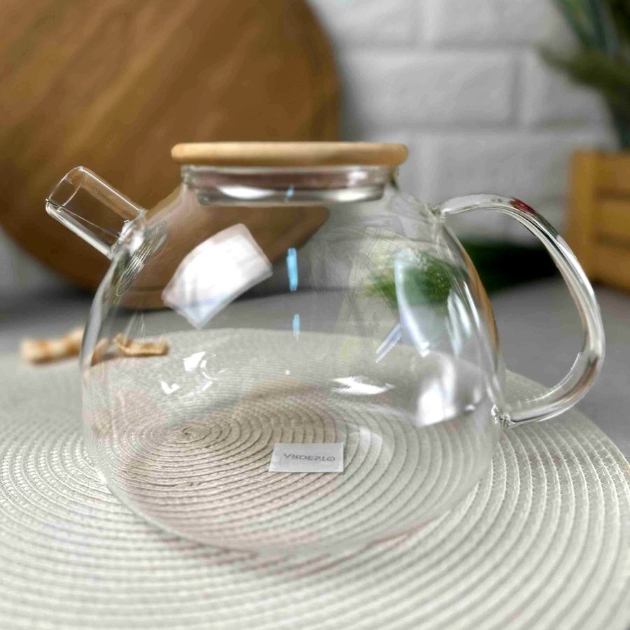Заварочный стеклянный чайник с бамбуковой крышкой для плиты 1,5 л Ardesto Ardesto