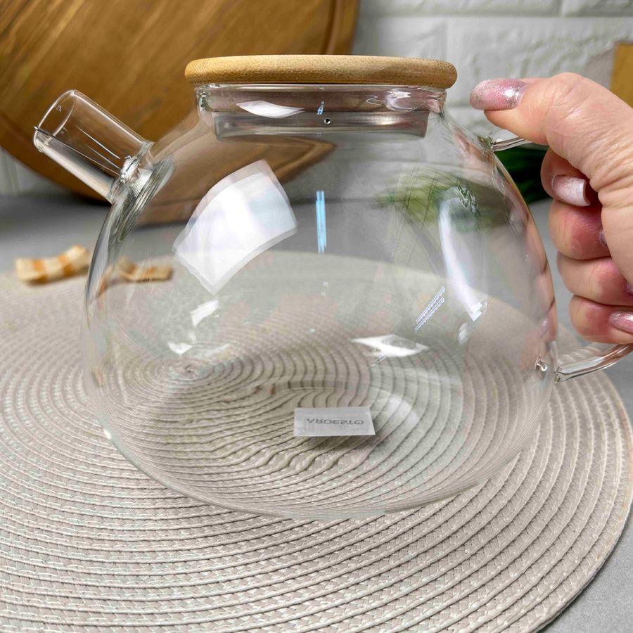 Заварювальний скляний чайник з бамбуковою кришкою для плити 1,5 л Ardesto Ardesto