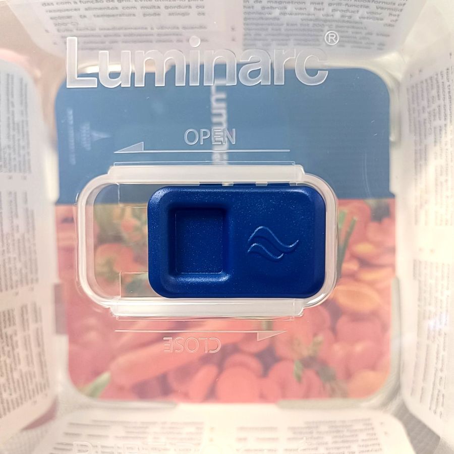 Пищевой контейнер квадратный Luminarc Pure box 760мл с голубой крышкой Luminarc
