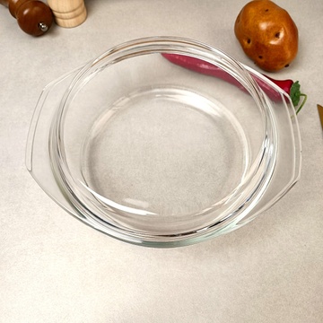 Скляна каструля з кришкою із жароміцного скла 2л, посуд у духовку A-plus