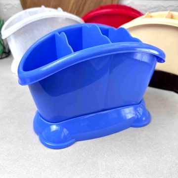 Овальна синя сушарка для столових приладів з піддоном Пеньок Efe plastics