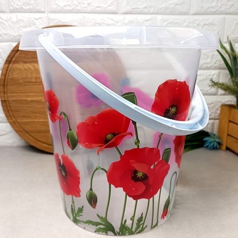Хозяйственное пластиковое ведро 12л Маки IRAK PLASTIK