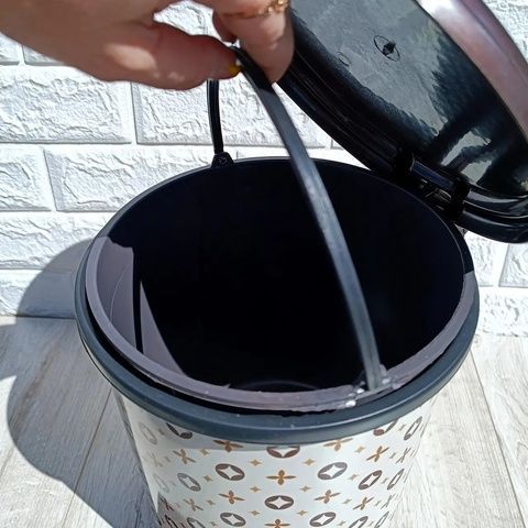 Белое педальное ведро 2в1 с рисунком 17 л (2шт*8.5л), 366 Elif LV Elif Plastik