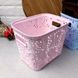 Высокая розовая ажурная корзинка без крышки 3.5л для хранения вещей