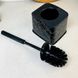 Чорний пластиковий йорж для унітазу на підставці, забарвлення чорний мармур, 388 Elif