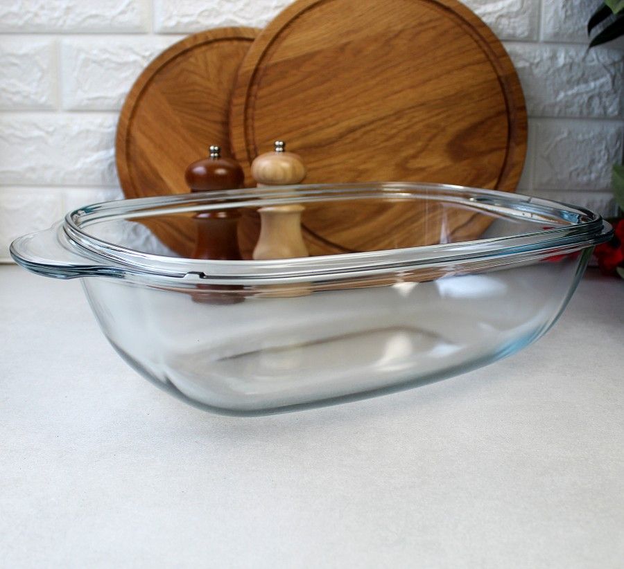Велика скляна гусятниця для духовки 8 л Simax, скляна каструля Simax