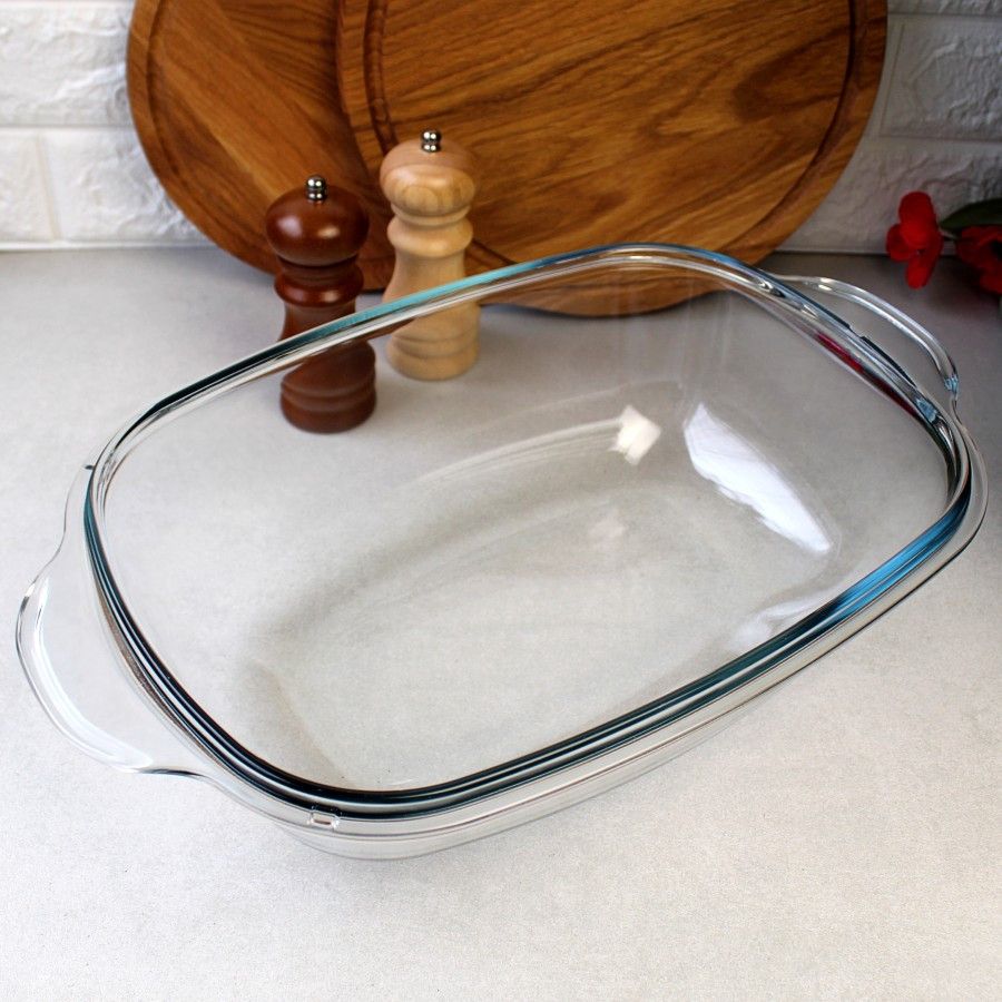 Большая стеклянная гусятница для духовки 8 л Simax, стеклянная кастрюля Simax