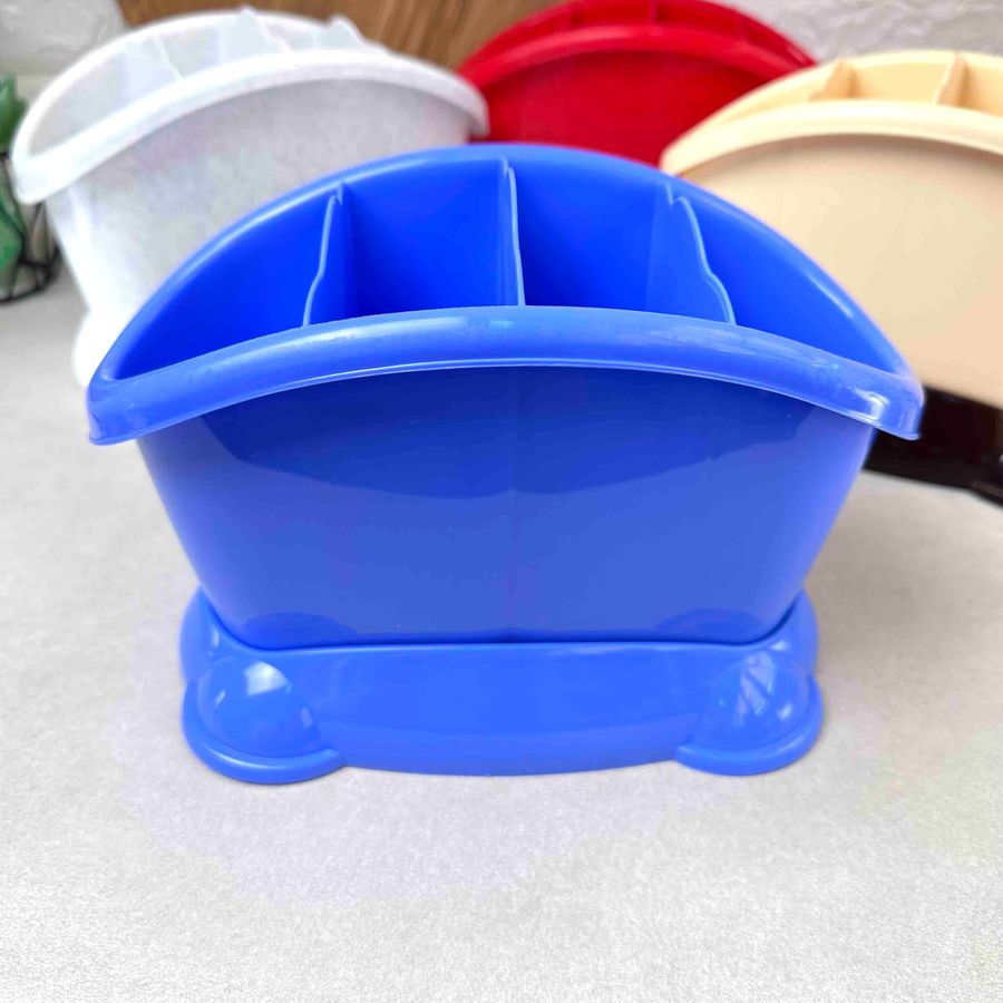 Овальна синя сушарка для столових приладів з піддоном Пеньок Efe plastics