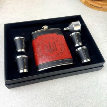 Подарочный набор для мужчин фляга со стопками Красная коробка Без бренда