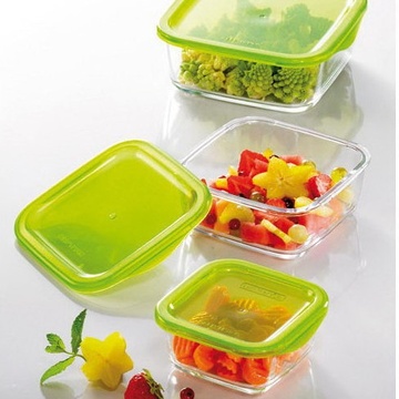 Контейнер для зберігання їжі квадратний скляний Luminarc Keep'n'box 380 мл зелений (p4525) Luminarc