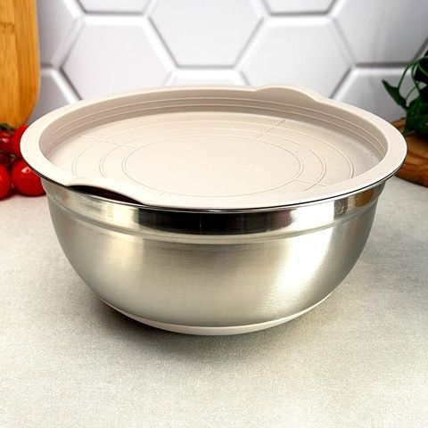 Миска из нержавеющей стали с крышкой 3,35 л 24 см Silver+Cream GK-4501 Без бренда