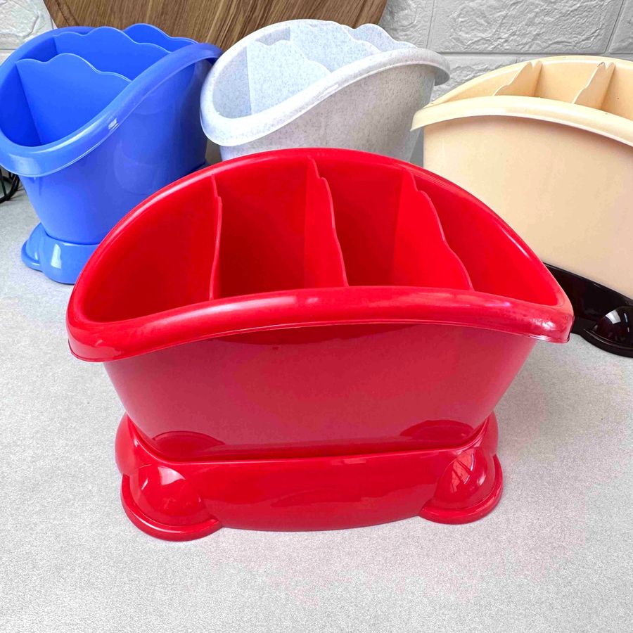 Овальна червона сушарка для столових приладів з піддоном Пеньок Efe plastics