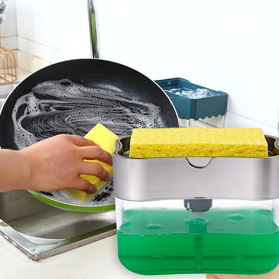 Кухонный дозатор для моющего средства с губкой Akay