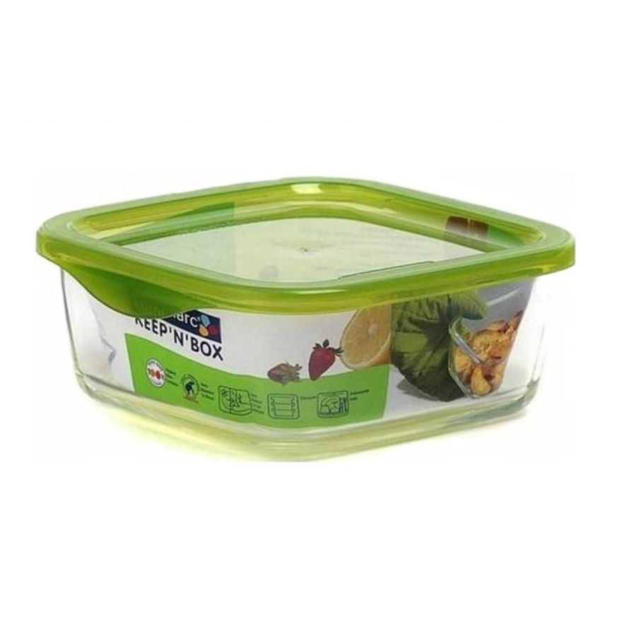 Контейнер для зберігання їжі квадратний скляний Luminarc Keep'n'box 380 мл зелений (p4525) Luminarc