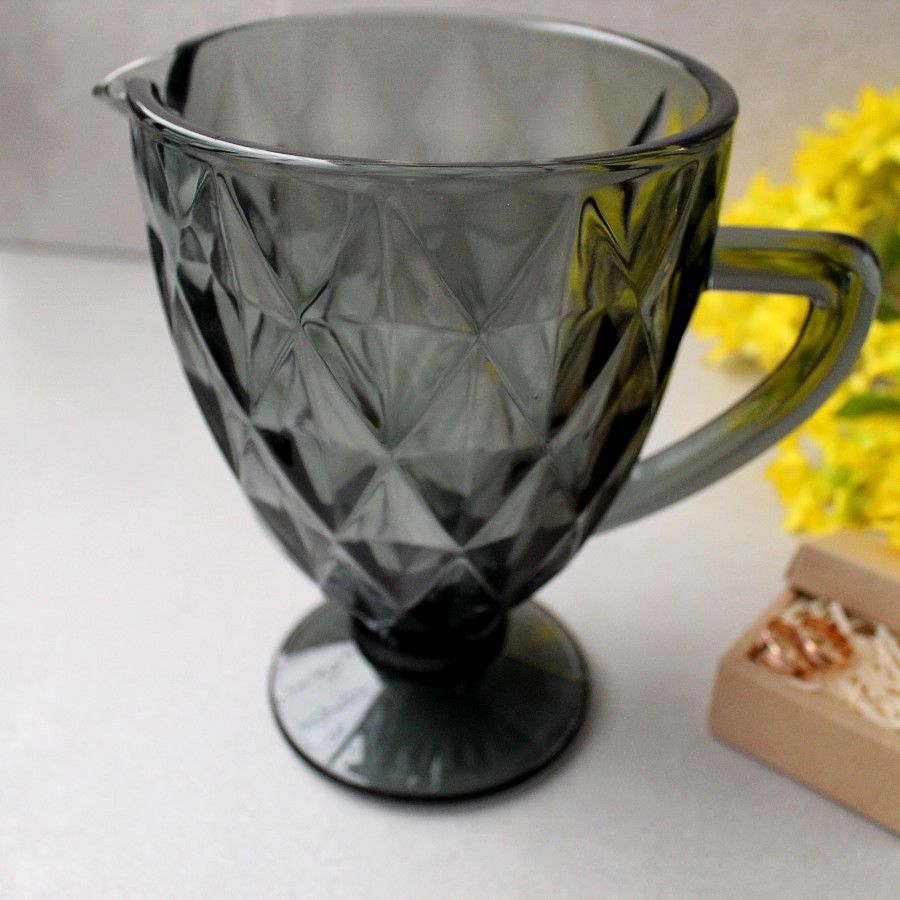 Чорний скляний глечик з кольорового скла "Кварц" 1100 мл (6437) Hell