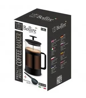Заварник френч-прес 1000 мл+ мірна ложка для кави Bollire Bollire