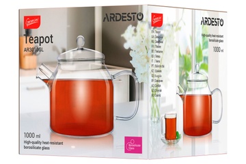 Скляний чайник для заварювання зі скляною кришкою 1 л Ardesto Ardesto