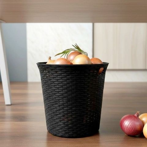 Корзина для хранения пластиковая круглая &laquo;Ротанг&raquo; 30 л, графитовая Полімербит 17 ЛТД