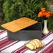 Хлебница компактная серая Kamille с бамбуковой разделочной доской 33*21*12 см