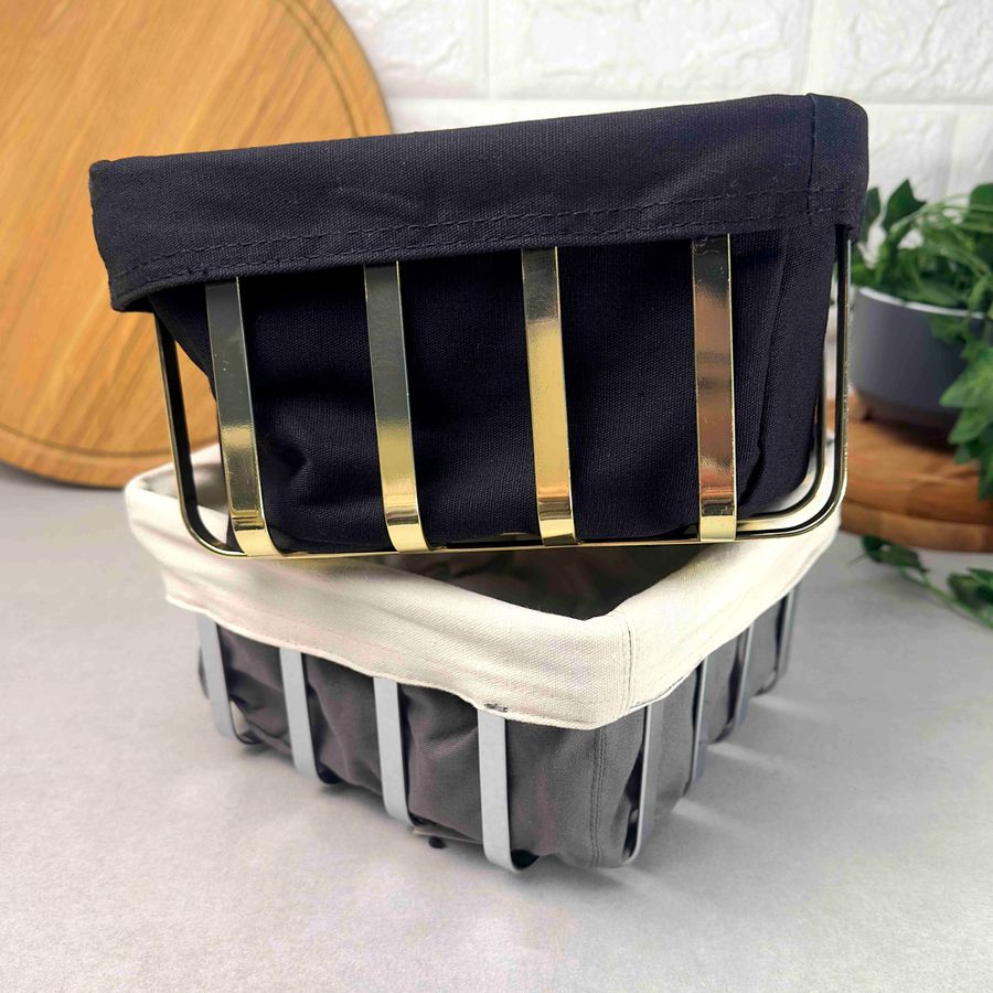 Металлическая корзинка для хлеба со съёмным чехлом 21*21 см Silver Hell