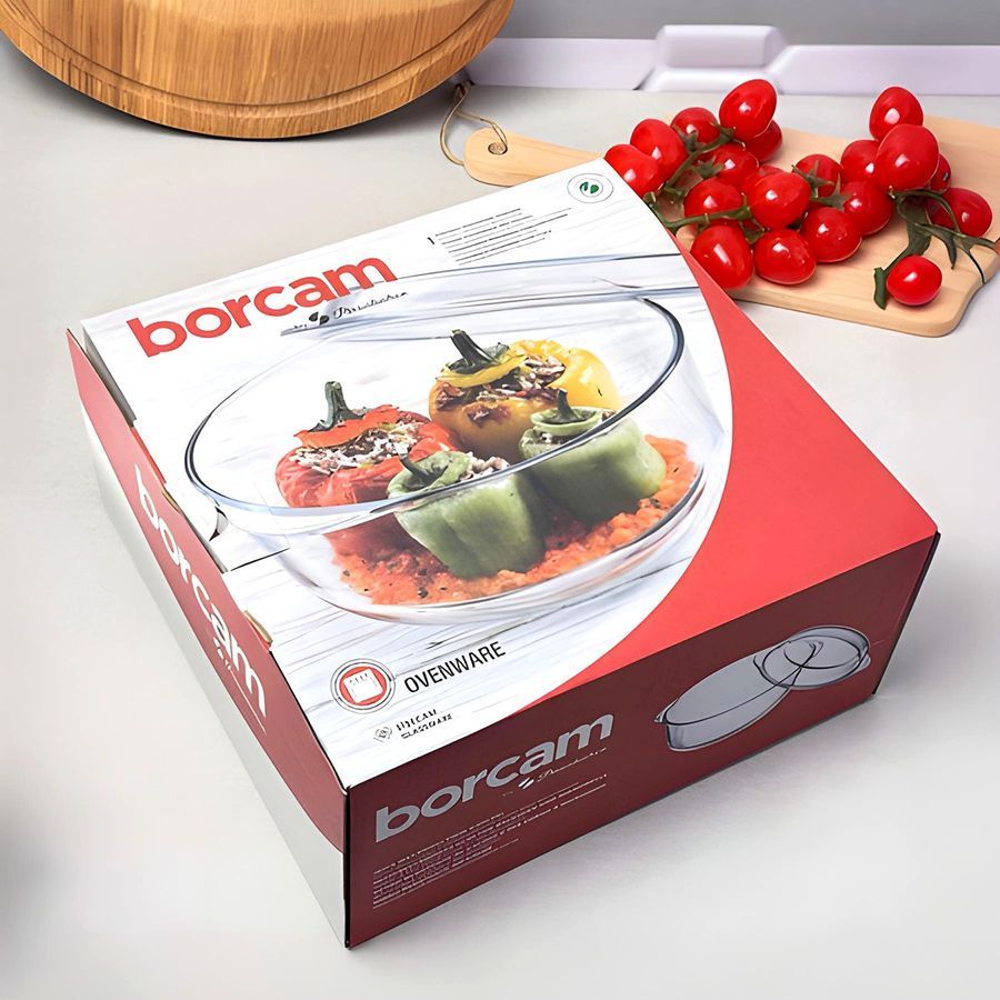 Стеклянная форма с крышкой из жаропрочного стекла Pasabahce Borcam 3.15 л Pasabahce