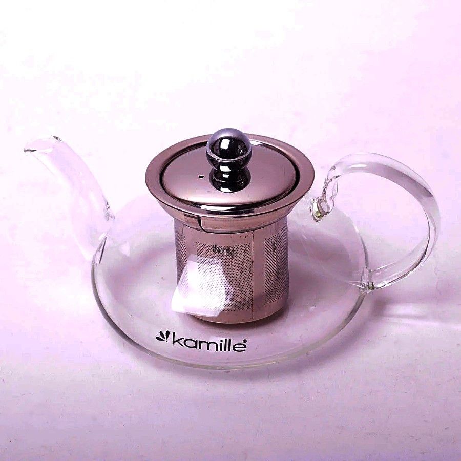 Заварювальний скляний чайник з нержавіючим ситечком Kamille 800 мл на 4 персони Kamille