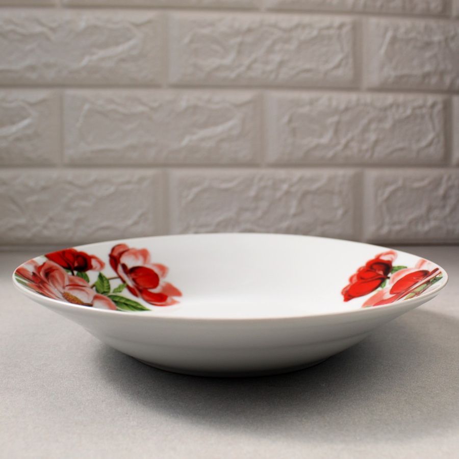 Тарелка глубокая полупорционная суповая с цветами 8" "Пион" (4365) Hell