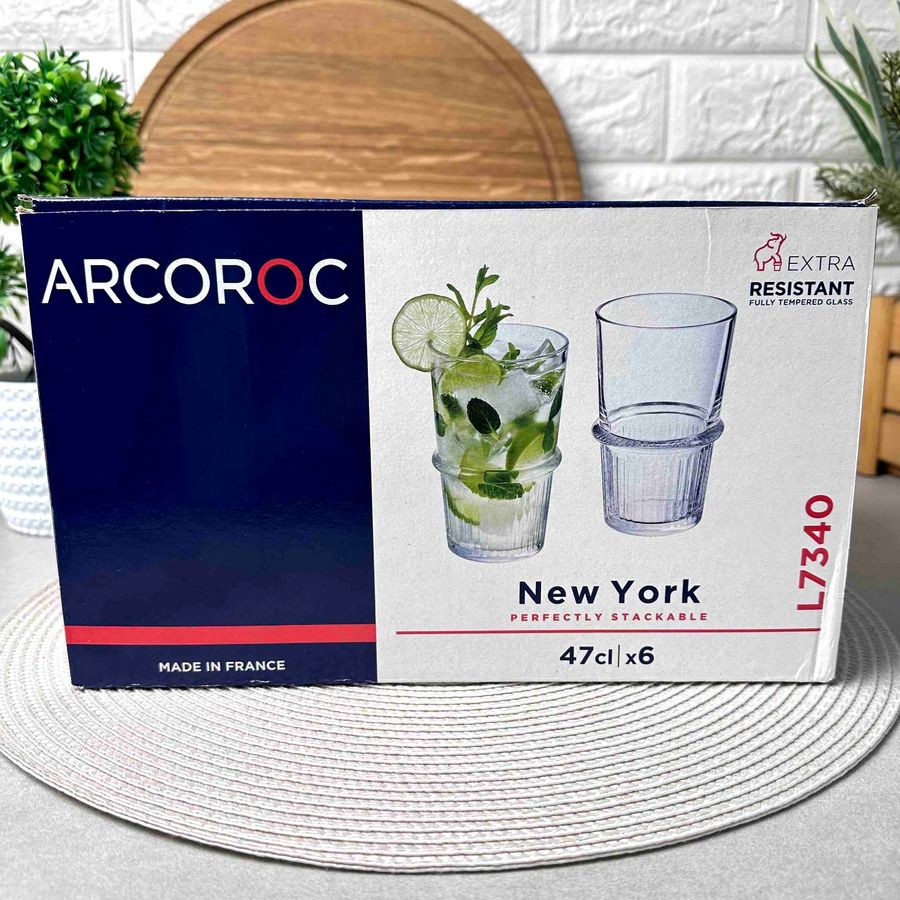 Набір високих стаканів-хайбол 6 шт Arcoroc New York 470 мл (L7340) Arcoroc