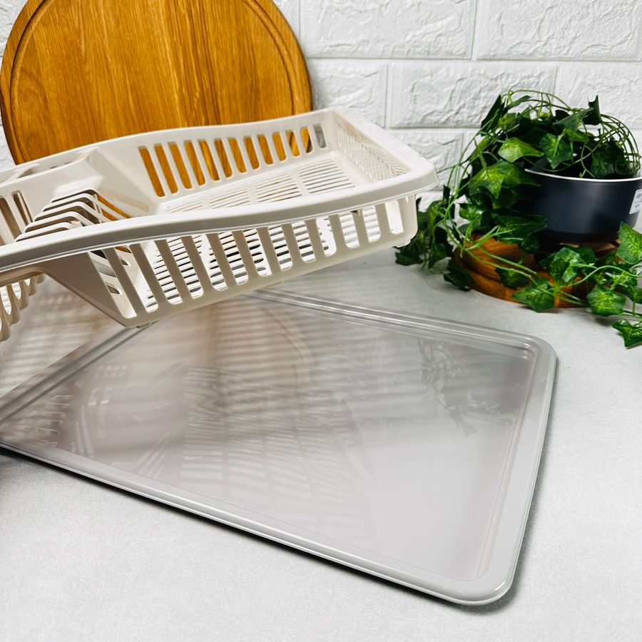 Пластиковая настольная сушилка для посуды с поддоном Бежевая 07107 Dunya Dunya Plastic