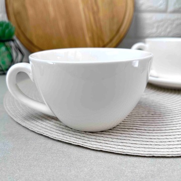 Білі чашки чайні з порцеляни 340 мл 6 шт ARDESTO Imola Ardesto