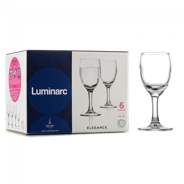 Набір скляних чарок на ніжці Luminarc "Elegance" 65 мл 6 шт (P2799) Luminarc