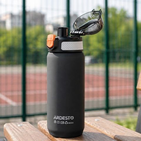 Бутылка для воды 800 мл черная ARDESTO Matte Ardesto