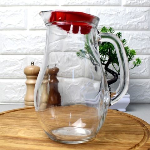 Глечик універсальний з червоною кришкою Pasabahce Jug Bistro для соку 1л Pasabahce