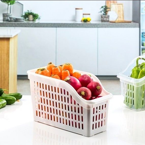 Пластиковый узкий лоток-органайзер для овощей и фруктов в холодильник 4,3л BA 685 Plast ART Irak Dunya Plastic