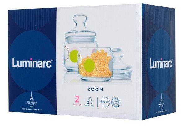 Набір скляних банок з прозорою кришкою Luminarc Zoom 2 шт 0.5 л (N1693) Luminarc