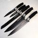 Набір чорних мармурових ножів Kamille 6 предметів на акриловій підставці