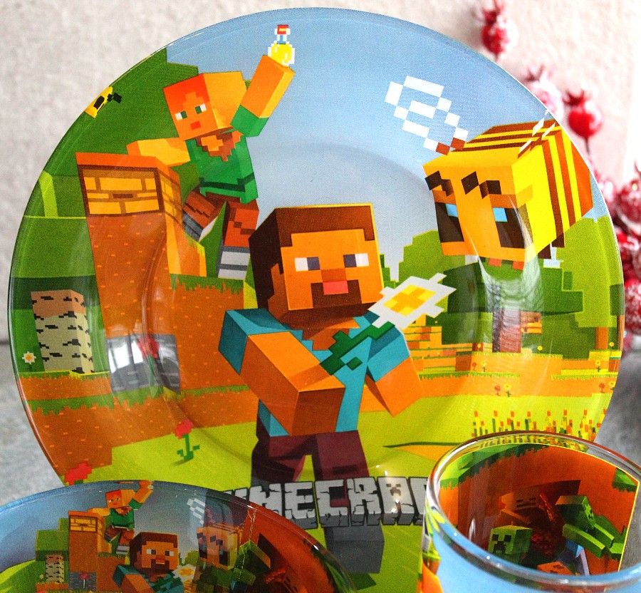 Набор посуды для детей 3 предмета Minecraft (Майнкрафт), детская посуда Hell