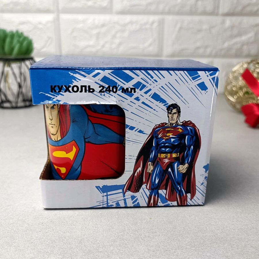 Подарункова дитяча чашка 240 мл для хлопчиків Супермен у подарунковій упаковці Hell